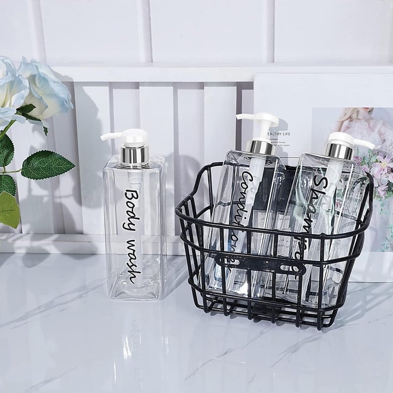 DIDROOM 21oz Shampoo Dispenser - Refillable Shampoo and Conditioner Bottles (Clear, Set of 3) - Modern Shampoo Bottles for Shower Soap - Empty Shampoo Conditioner Body Wash Dispenser Set - for Hotel Bathroom - Image 2